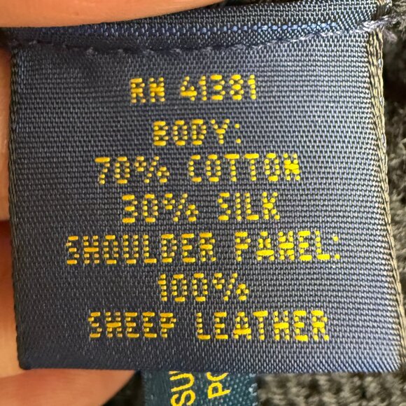 NWT Women's POLO RALPH LAUREN Sheep Leather & Silk Bld. Sweater $498 | Size OS - Picture 8 of 11